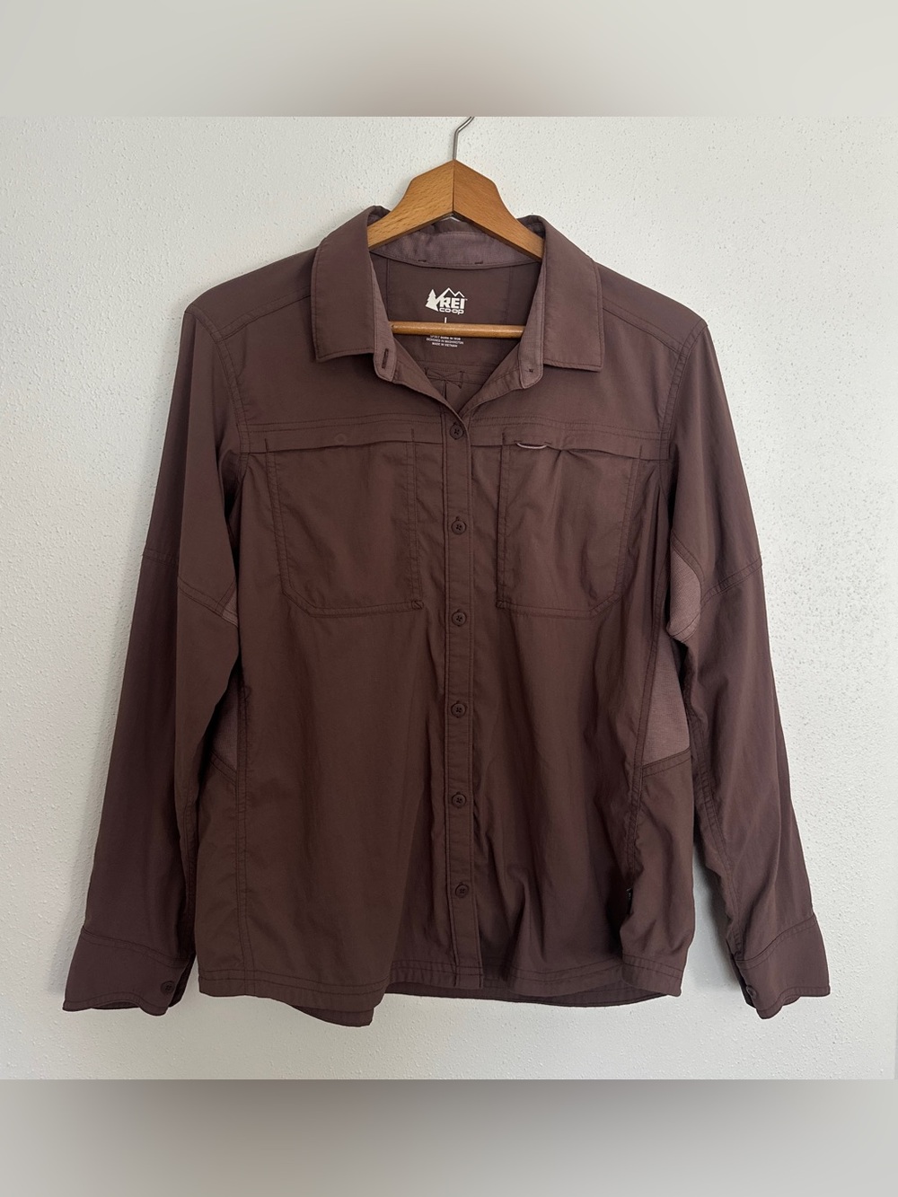 REI Co-op Sahara Long Sleeve Hiking Shirt Brown Mauve L